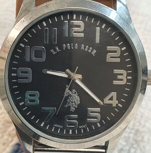 U.S. Polo Assn Silver/Black Stainless Steel Mesh Men's Watch